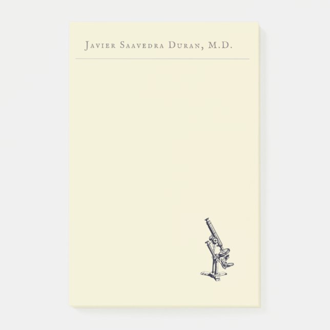 Vintage Microscope Illustration Personaliz Notepad (Front)