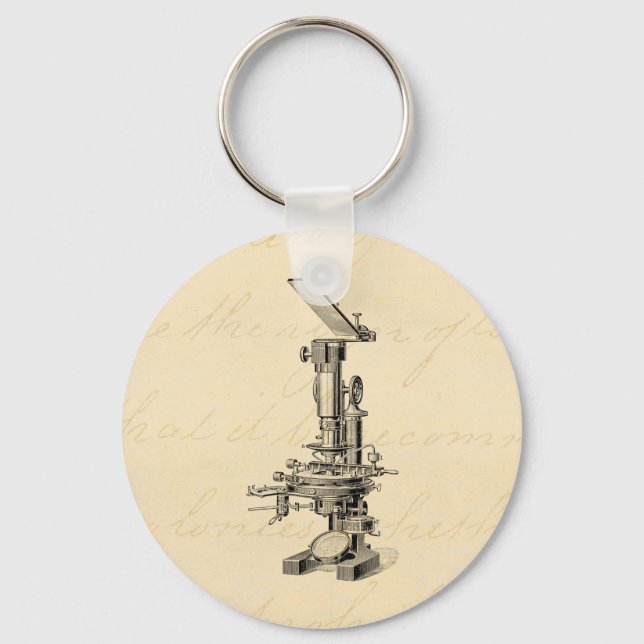 Vintage Microscope Illustration Retro Microscopes Keychain (Front)