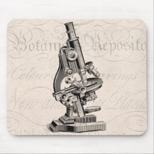 Vintage Microscope Illustration Retro Steampunk Mouse Pad