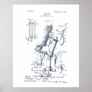 Vintage Microscope Patent Illustration Poster