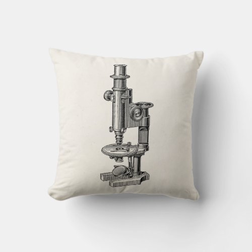 Vintage Microscopes Old Antique Science Microscope Throw Pillow