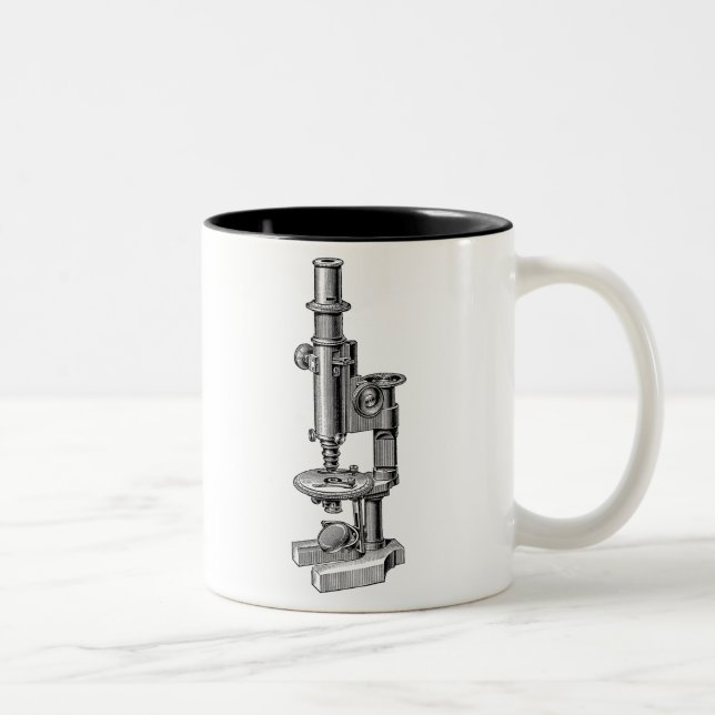 Vintage Microscopes Old Antique Science Microscope Two-Tone Coffee Mug (Right)