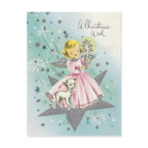 Vintage Mid Century Christmas Angel and Lamb