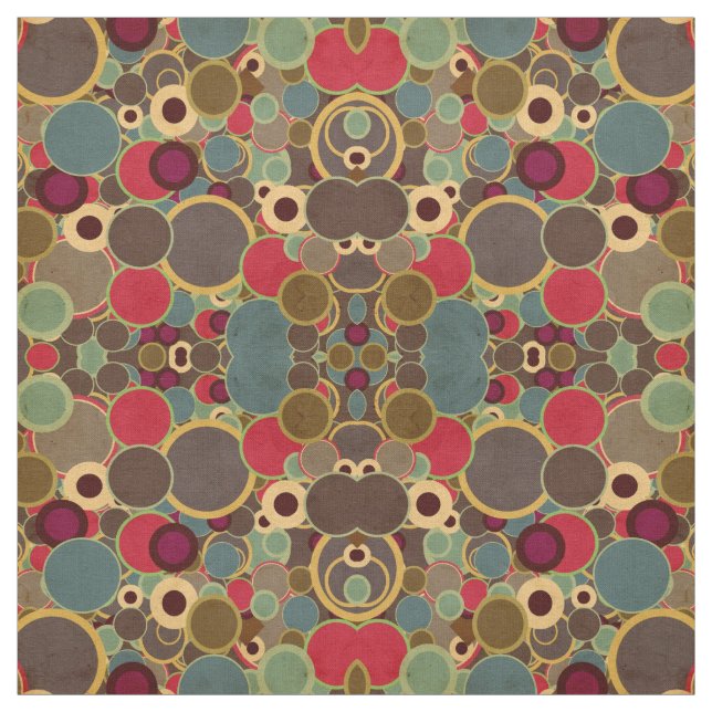 Vintage Mid-Century Circles Pattern Fabric (Swatch)