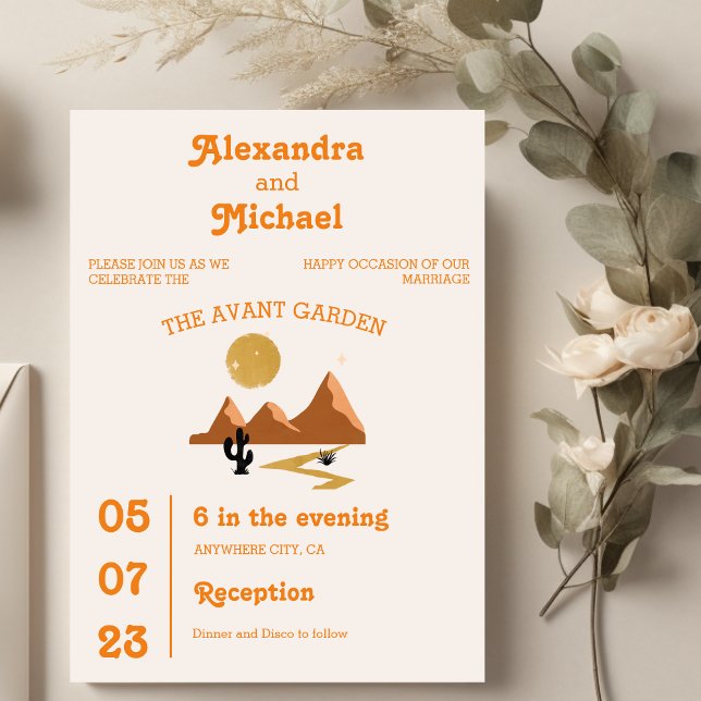 Vintage Mid Century Desert Wedding Invitation (Creator Uploaded)