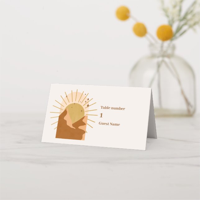 Vintage Mid Century Desert Wedding Place Card (Front)