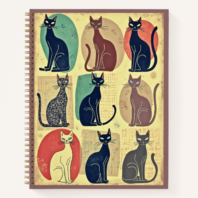 Vintage Mid-Century Modern Cats Journal  (Front)