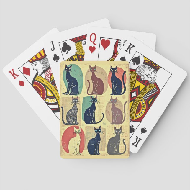 Vintage Mid-Century Modern Cats Poker Cards (Back)