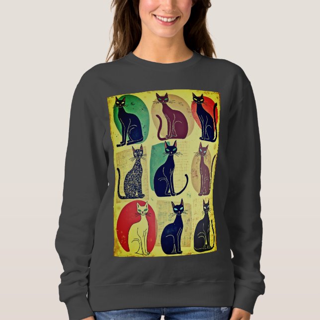 Vintage Mid-Century Modern Cats Sweatshirt (Front)