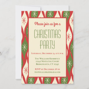 Vintage Mid Century Modern Retro Christmas Party Invitation