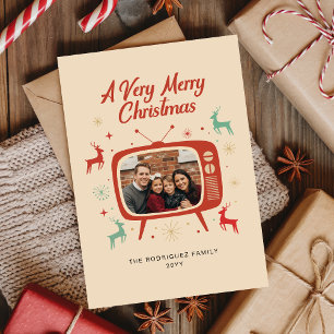 Vintage Mid Century Retro Family Photo Christmas Holiday Card