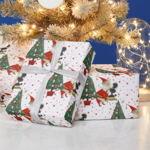Vintage Mid Century Santa With Poodle Wrapping Paper