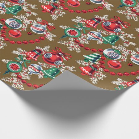 Vintage Midcentury Christmas Ornaments Wrapping Paper