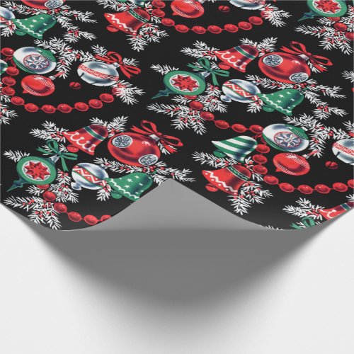 Vintage Midcentury Christmas Ornaments Wrapping Paper