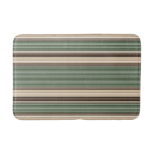 Vintage Midcentury Lines Green Brown Bath Mat