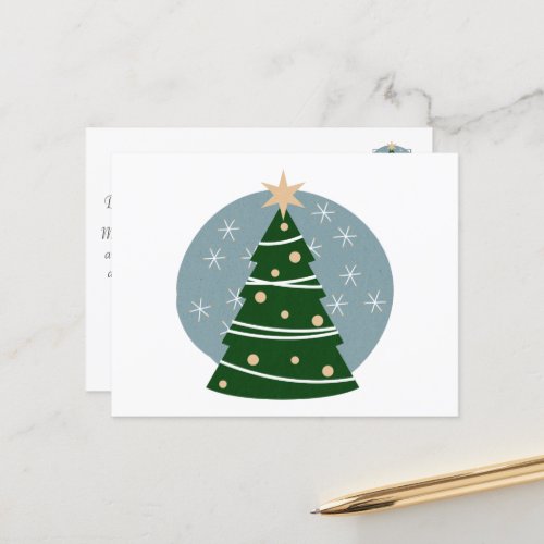 Vintage MidCentury Modern Christmas Tree Holiday Postcard