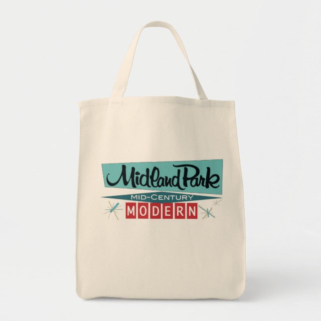 Vintage midcentury modern grocery tote bag (Front)