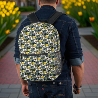 Vintage Midnight Blue and Yellow Iris Pattern