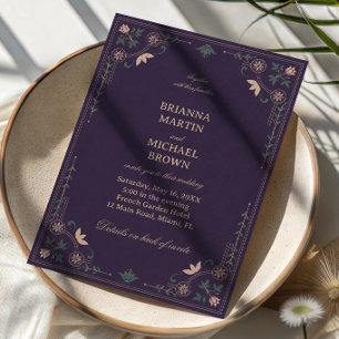 Vintage Midnight Botanical Ornamental Invitation
