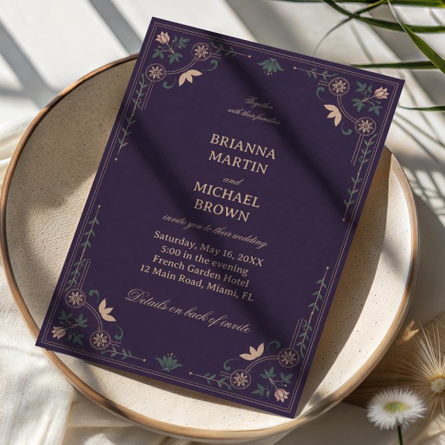 Vintage Midnight Botanical Ornamental Invitation (Creator Uploaded)