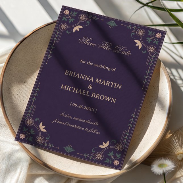 Vintage Midnight Botanical Save The Date (Creator Uploaded)