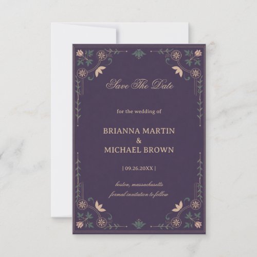 Vintage Midnight Botanical Save The Date