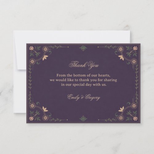 Vintage Midnight Botanical Thank You Card