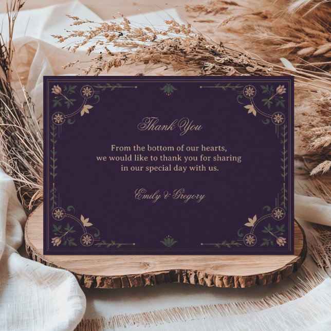 Vintage Midnight Botanical Thank You Card (Creator Uploaded)
