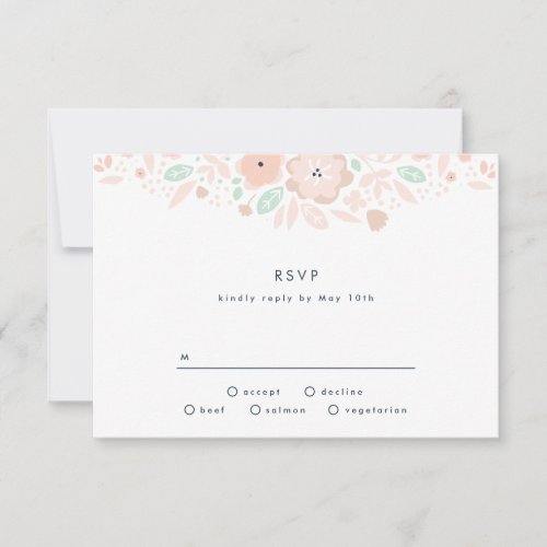 Vintage Midnight Floral Wedding RSVP Card