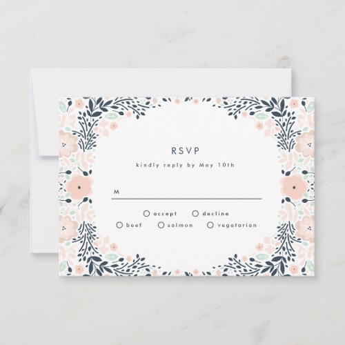 Vintage Midnight Floral Wedding RSVP Card