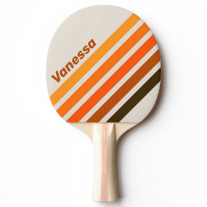 Vintage Midnight Sunrise Angled Striping with Name Ping Pong Paddle