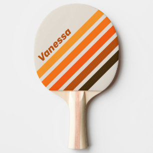 Vintage Midnight Sunrise Angled Striping with Name Ping Pong Paddle