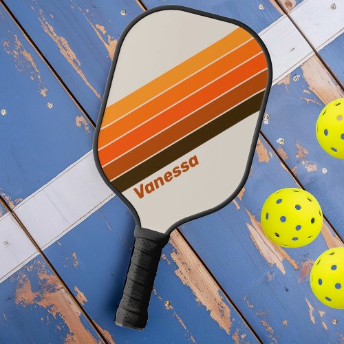 Vintage Midnight Sunrise Striped with Name Pickleball Paddle