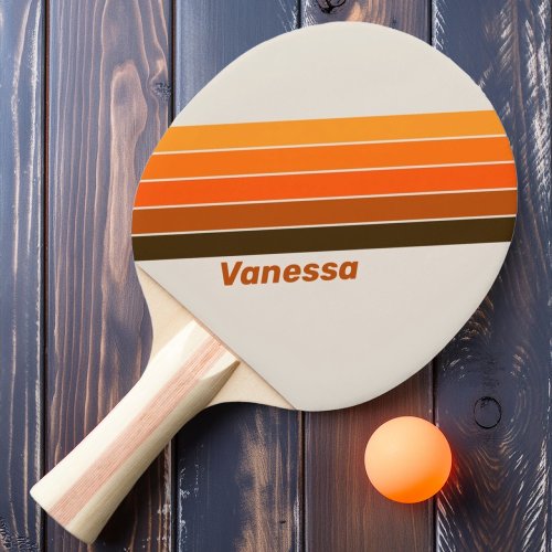 Vintage Midnight Sunrise Striped with Name Ping Pong Paddle