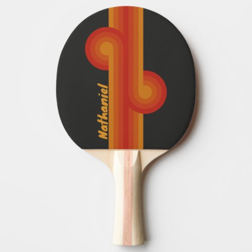 Vintage Midnight Sunset Loop with Name Ping Pong Paddle