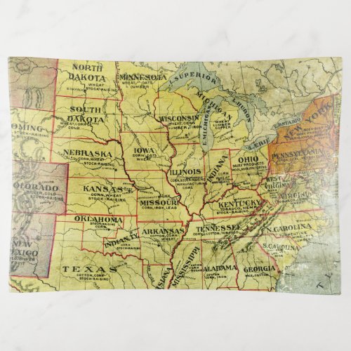 Vintage Midwest Rustic Map United States Trinket Tray