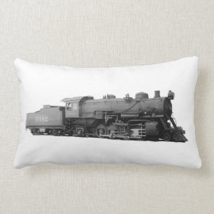 Vintage Mikado Steam Train Engine Lumbar Pillow