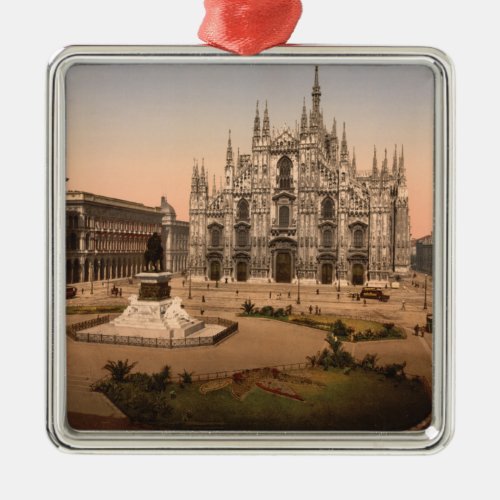 Vintage Milan Cathedral and Piazza  Italy Metal Ornament