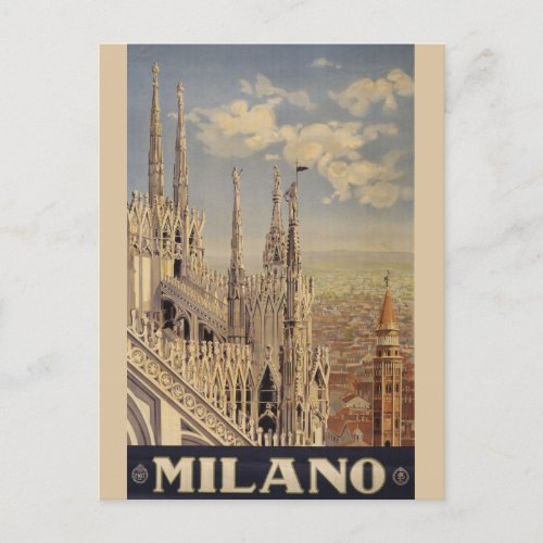 Vintage Milan Italy Cathedral Travel Postcard