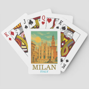 Vintage Milan Italy Travel Retro Duomo Poker Cards