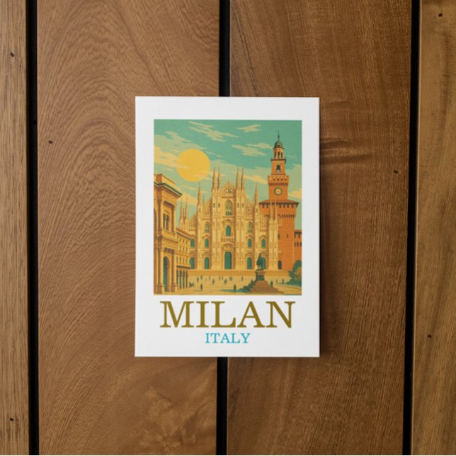 Vintage Milan Italy Travel | Retro Duomo Postcard (Vintage Milan Italy Travel  Retro Duomo Postcard)