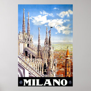 Vintage Milan Italy Travel Unique Advertisement Poster