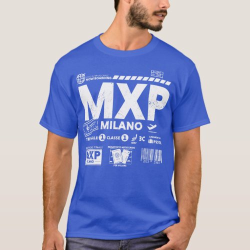 Vintage Milan MXP Airport Code Travel Day Retro Tr T_Shirt