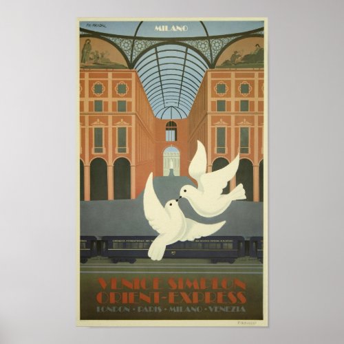 Vintage Milan Venice Simplon Orient Express Poster