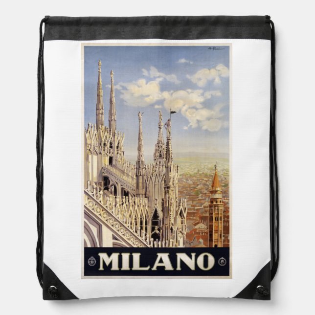 Vintage Milano Milan Italy backbag Drawstring Bag (Front)