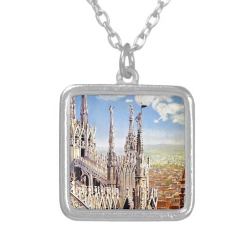 Vintage Milano Travel Silver Plated Necklace