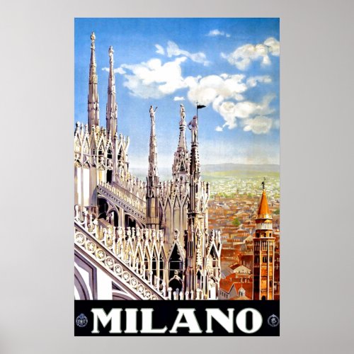Vintage Milano Travel Unique Print Poster