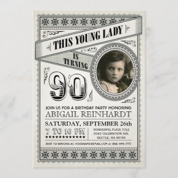 Vintage Milestone Birthday Invitations Your Photo by Anything_Goes at Zazzle