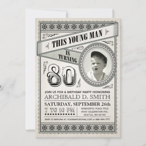 Vintage Milestone Birthday Invitations Your Photo