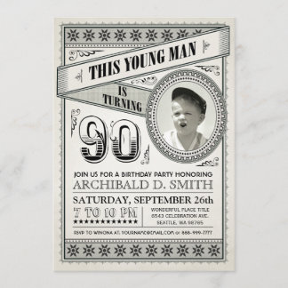 Vintage Milestone Birthday Invitations Your Photo